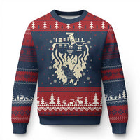 Funny Stranger Xmas Ugly Christmas Sweater Heavy Metal Santa Upside Down - Wonder Print Shop