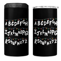 Funny Stranger Christmas 4 in 1 Can Cooler Tumbler Alphabet Xmas Lights - Wonder Print Shop