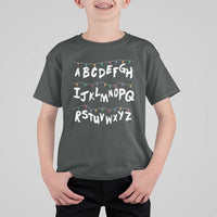 Funny Stranger Christmas T Shirt For Kid Alphabet Xmas Lights - Wonder Print Shop