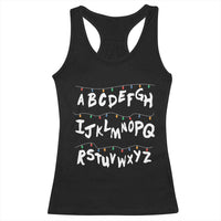 Funny Stranger Christmas Racerback Tank Top Alphabet Xmas Lights - Wonder Print Shop
