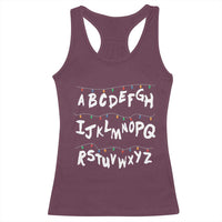 Funny Stranger Christmas Racerback Tank Top Alphabet Xmas Lights - Wonder Print Shop