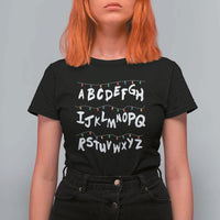 Funny Stranger Christmas T Shirt For Women Alphabet Xmas Lights - Wonder Print Shop