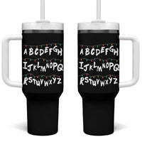 Funny Stranger Christmas Tumbler With Handle Alphabet Xmas Lights - Wonder Print Shop
