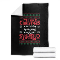 Funny Stranger Xmas Throw Blanket Merry Christmas Alphabet Neon Lights Movie - Wonder Print Shop