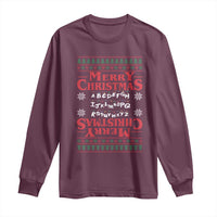 Funny Stranger Xmas Long Sleeve Shirt Merry Christmas Alphabet Neon Lights Movie - Wonder Print Shop