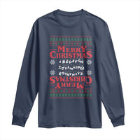 Funny Stranger Xmas Long Sleeve Shirt Merry Christmas Alphabet Neon Lights Movie - Wonder Print Shop