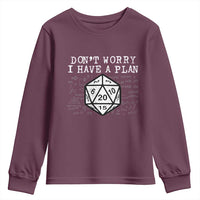 Funny RPG Gamer Dont Worry I Have A Plan Youth Sweatshirt D20 Tabletop - Wonder Print Shop