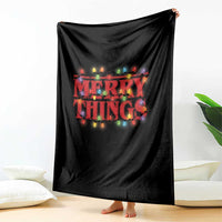 Funny Stranger Christmas Throw Blanket Merry Things Xmas Movie Neon Lights - Wonder Print Shop