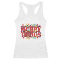 Funny Stranger Christmas Racerback Tank Top Merry Things Xmas Movie Neon Lights - Wonder Print Shop