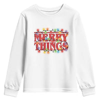 Funny Stranger Christmas Youth Sweatshirt Merry Things Xmas Movie Neon Lights - Wonder Print Shop