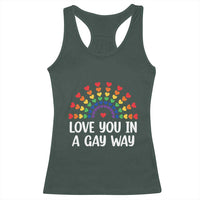 Funny Valentine's Day LGBT Racerback Tank Top Love You In A Gay Way Rainbow Hearts
