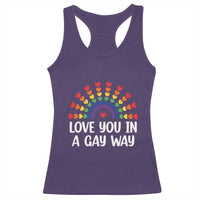 Funny Valentine's Day LGBT Racerback Tank Top Love You In A Gay Way Rainbow Hearts