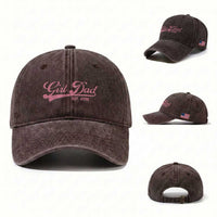Girl Dad Est 2026 Washed Cotton Baseball Cap Dad Of Girl 2026 Pink Baby Announcement
