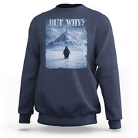 Nihilist Penguin But Why Sweatshirt Snow Mountains Motivational Penguin Meme