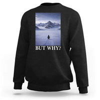 Nihilist Penguin But Why Sweatshirt Lone Penguin Walking Toward Mountain Meme