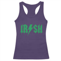 Funny Irish Rocker St Patrickss Day Lightning Bolt Rock and Roll Racerback Tank Top