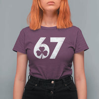 Funny St Patricks Day 67 Six Seven Vintage Shamrock T Shirt For Women