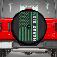 Six Seven 67 St Patricks Day Shamrock Vintage American Flag Spare Tire Cover