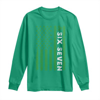 Six Seven 67 St Patricks Day Shamrock Vintage American Flag Long Sleeve Shirt