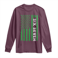 Six Seven 67 St Patricks Day Shamrock Vintage American Flag Long Sleeve Shirt