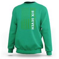 Six Seven 67 St Patricks Day Shamrock Vintage American Flag Sweatshirt
