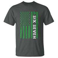 Six Seven 67 St Patricks Day Shamrock Vintage American Flag T Shirt