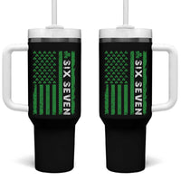 Six Seven 67 St Patricks Day Shamrock Vintage American Flag Tumbler With Handle