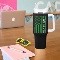 Six Seven 67 St Patricks Day Shamrock Vintage American Flag Tumbler With Handle