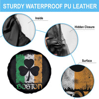 Boston St Patricks Day Spare Tire Cover Distressed Shamrock Vintage Irish Flag