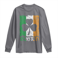 Boston St Patricks Day Long Sleeve Shirt Distressed Shamrock Vintage Irish Flag