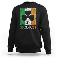 Boston St Patricks Day Sweatshirt Distressed Shamrock Vintage Irish Flag