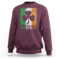 Boston St Patricks Day Sweatshirt Distressed Shamrock Vintage Irish Flag