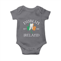 Dublin Ireland Est 988 Baby Onesie St Patricks Day Shamrock Leaf