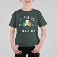 Dublin Ireland Est 988 T Shirt For Kid St Patricks Day Shamrock Leaf