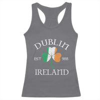 Dublin Ireland Est 988 Racerback Tank Top St Patricks Day Shamrock Leaf