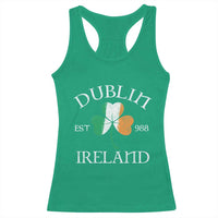 Dublin Ireland Est 988 Racerback Tank Top St Patricks Day Shamrock Leaf