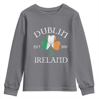 Dublin Ireland Est 988 Youth Sweatshirt St Patricks Day Shamrock Leaf