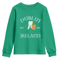 Dublin Ireland Est 988 Youth Sweatshirt St Patricks Day Shamrock Leaf