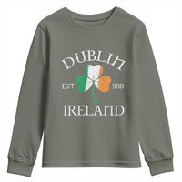 Dublin Ireland Est 988 Youth Sweatshirt St Patricks Day Shamrock Leaf