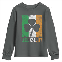Dublin Ireland St Patricks Day Youth Sweatshirt Distressed Shamrock Vintage Irish Flag
