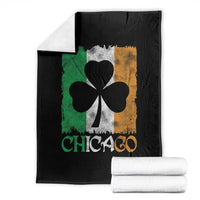 Chicago IL St Patricks Day Throw Blanket Distressed Shamrock Vintage Irish Flag