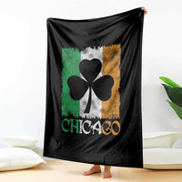 Chicago IL St Patricks Day Throw Blanket Distressed Shamrock Vintage Irish Flag