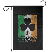 Chicago IL St Patricks Day Garden Flag Distressed Shamrock Vintage Irish Flag