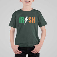Funny Irish Rocker St Patricks Day Lightning Bolt Rock Music Lover T Shirt For Kid
