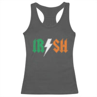 Funny Irish Rocker St Patricks Day Lightning Bolt Rock Music Lover Racerback Tank Top