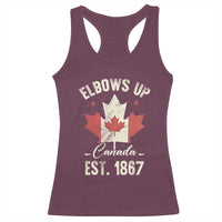 Elbows Up Canada EST 1867 Racerback Tank Top True North Strong and Free Proud Canadian Maple Leaf