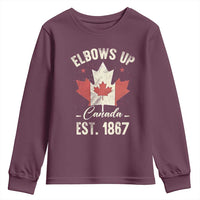 Elbows Up Canada EST 1867 Youth Sweatshirt True North Strong and Free Proud Canadian Maple Leaf