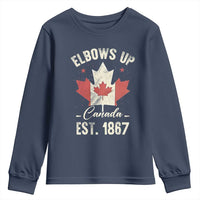Elbows Up Canada EST 1867 Youth Sweatshirt True North Strong and Free Proud Canadian Maple Leaf