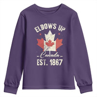 Elbows Up Canada EST 1867 Youth Sweatshirt True North Strong and Free Proud Canadian Maple Leaf