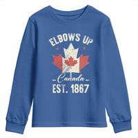 Elbows Up Canada EST 1867 Youth Sweatshirt True North Strong and Free Proud Canadian Maple Leaf